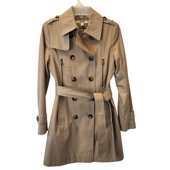 Dkny Jackets & Blazers - DKNY Classic Tan Trench Coat Women’s Size X-Small Belted Double-Breasted Lightwe